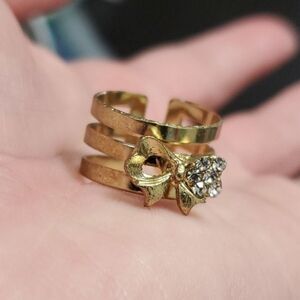 Gold tone bow ring adjustable